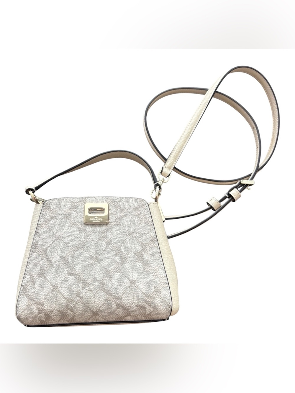Kate Spade Flower Spade Mini Top Handle Crossbody Purse Cream Beige